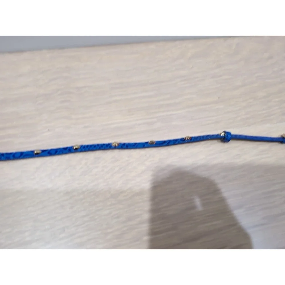 Stella & Dot Blue Gold Studded Leather Double Wrap Bracelet Excellent Condition!
